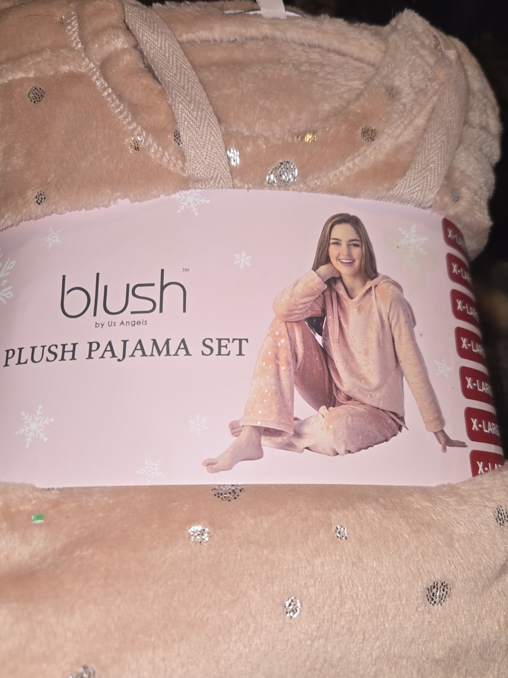 Us Angels Blush Plush Pajama Set - Soft Pink with Metallic Dots Xl 16/18 New
